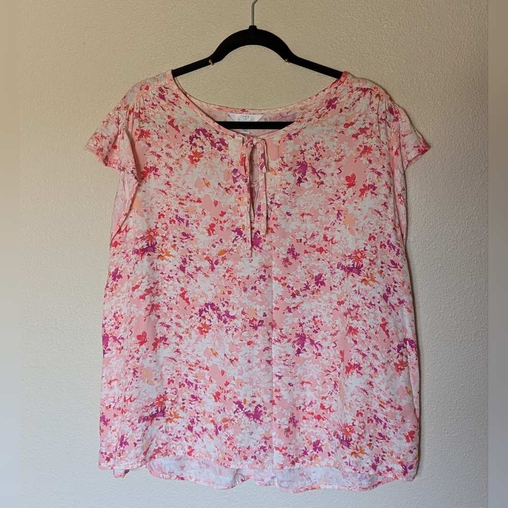 Time and Tru Pink Floral Top Size 16-18